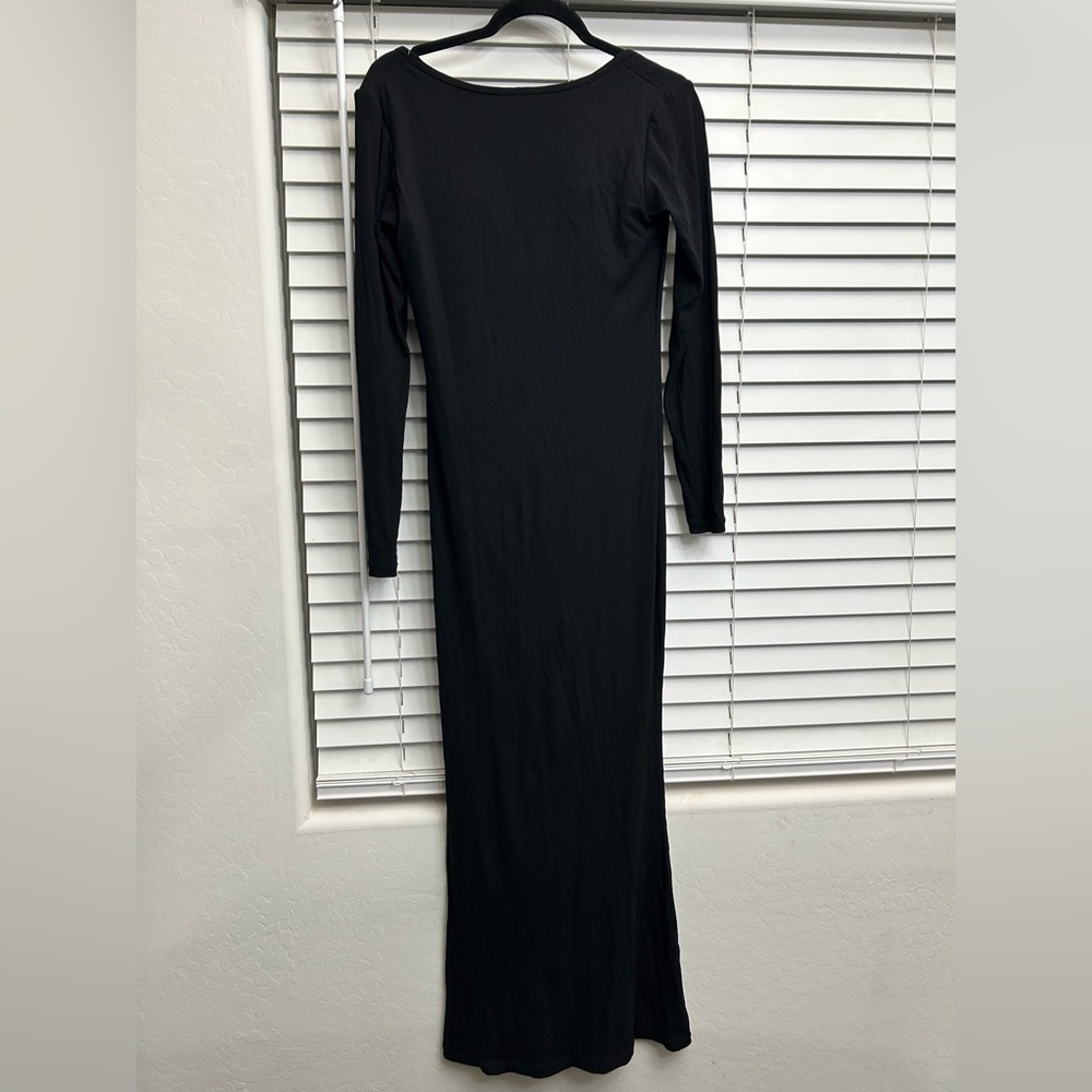 Popilush Shapewear Square Neck Long Sleeve Slimming Modal Maxi Dress - Picture 8 of 9